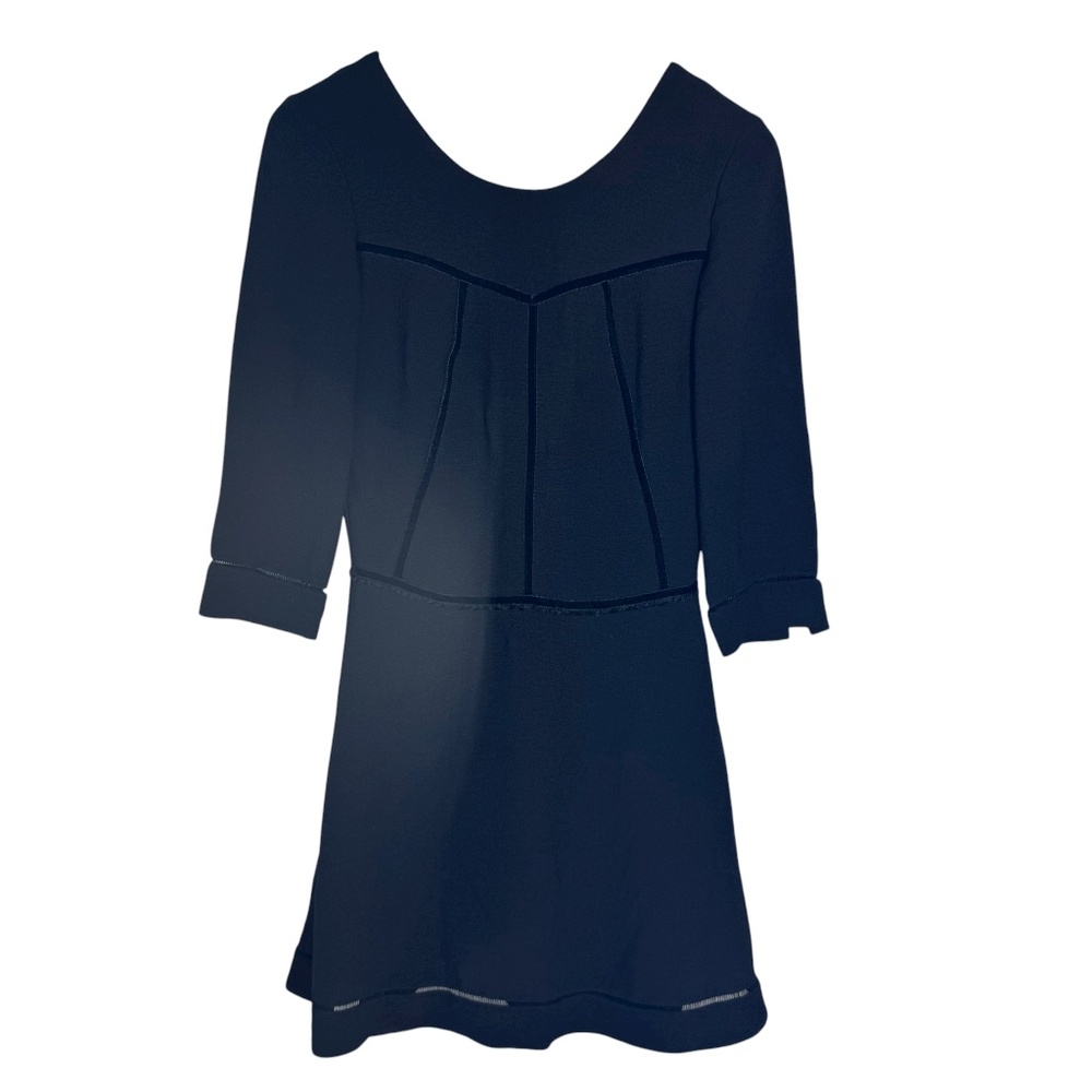 Sezane Black 3'4‎ Sleeve Hem Detail Mini Dress Sz 34/US 2